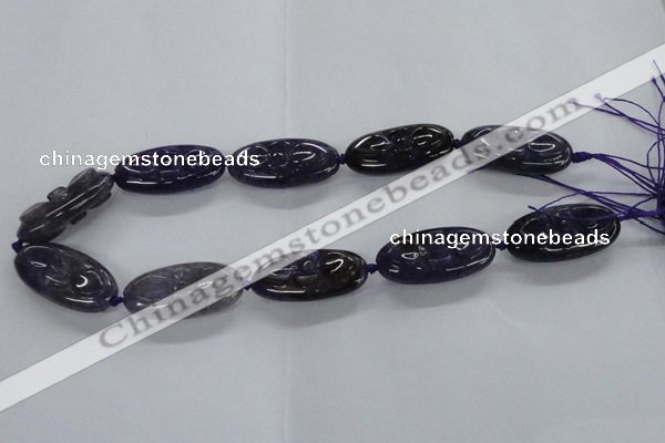 CFG1136 15.5 inches 20*40mm carved oval agate gemstone beads