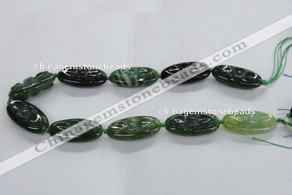 CFG1137 15.5 inches 20*40mm carved oval agate gemstone beads