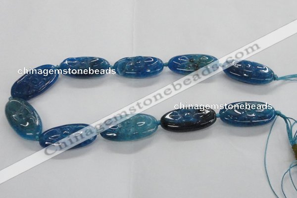 CFG1138 15.5 inches 20*40mm carved oval agate gemstone beads