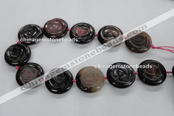 CFG1150 15.5 inches 35mm carved flower agate gemstone beads