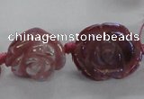 CFG1165 15.5 inches 25mm carved flower plated agate gemstone beads