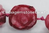 CFG1171 15.5 inches 35mm carved flower plated agate gemstone beads