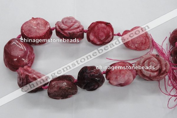 CFG1171 15.5 inches 35mm carved flower plated agate gemstone beads