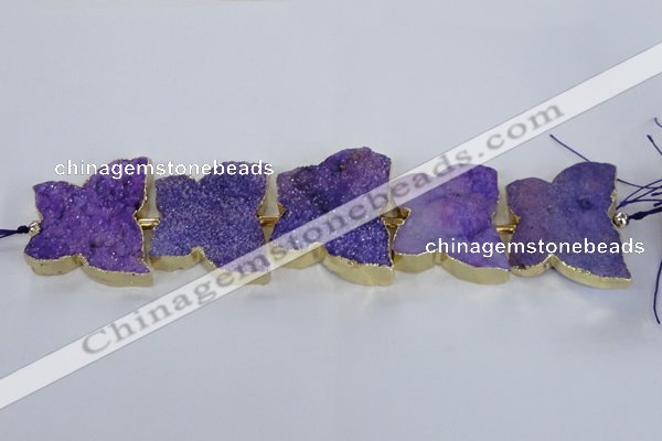 CFG1192 7.5 inches 40*45mm - 45*55mm butterfly druzy agate beads