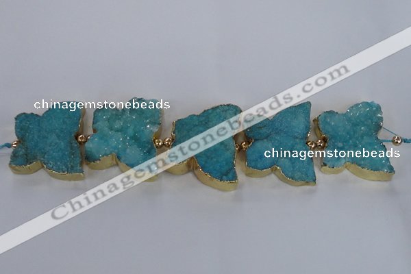 CFG1194 7.5 inches 40*45mm - 45*55mm butterfly druzy agate beads