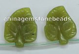 CFG12 15.5 inches 20*24mm carved leaf Korean jade beads