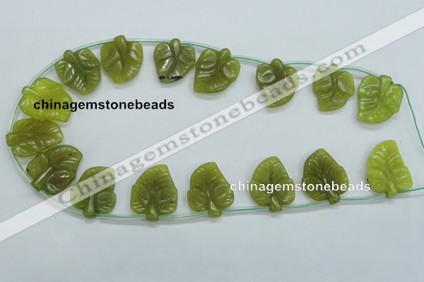 CFG12 15.5 inches 20*24mm carved leaf Korean jade beads