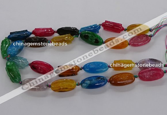 CFG1228 15.5 inches 15*30mm carved oval agate gemstone beads