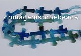 CFG1234 15.5 inches 32*45mm - 35*48mm cross dragon veins agate beads