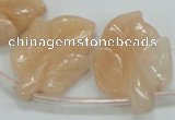 CFG14 15.5 inches 20*26mm carved leaf pink aventurine jade beads