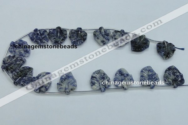 CFG15 15.5 inches 20*26mm carved leaf sodalite gemstone beads