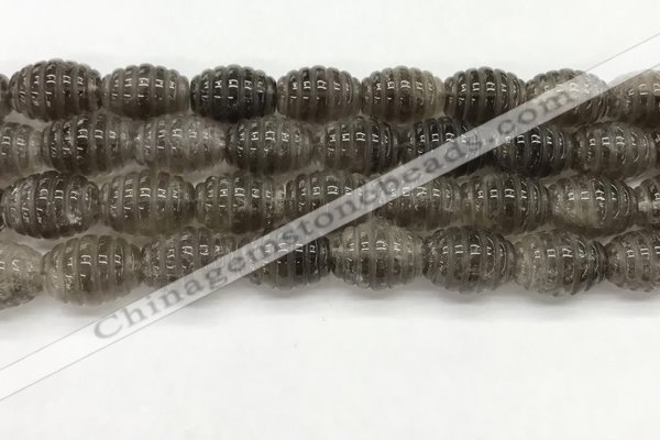 CFG1501 15.5 inches 15*20mm carved rice smoky quartz beads