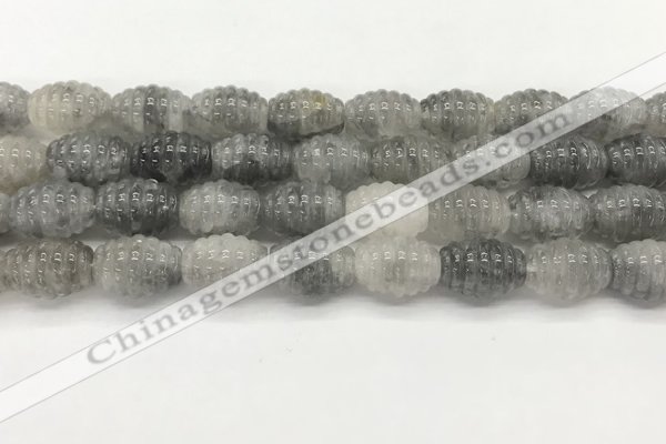 CFG1502 15.5 inches 15*20mm carved rice cloudy quartz beads