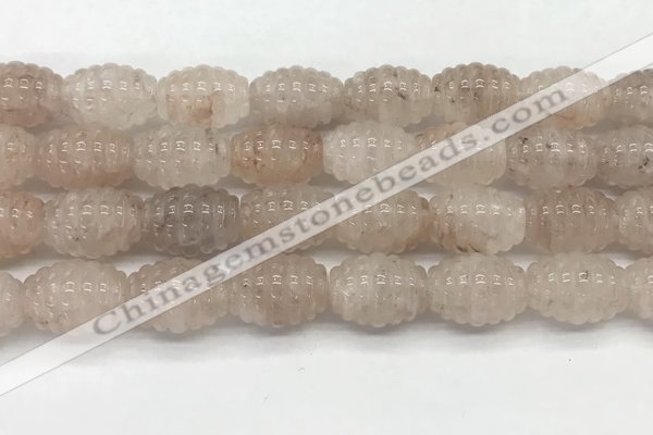 CFG1504 15.5 inches 15*20mm carved rice pink quartz beads