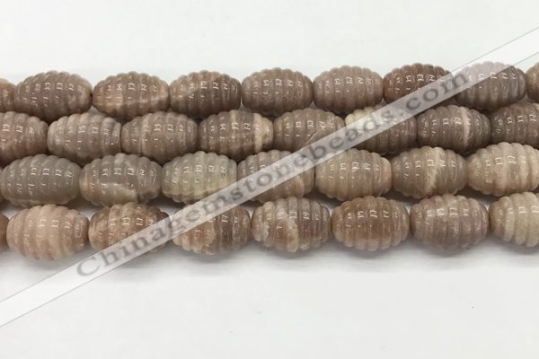 CFG1507 15.5 inches 15*20mm carved rice moonstone beads