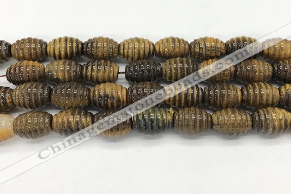 CFG1508 15.5 inches 15*20mm carved rice tiger eye beads