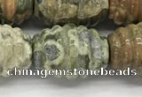 CFG1509 15.5 inches 15*20mm carved rice rhyolite gemstone beads