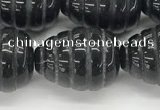 CFG1521 15.5 inches 15*20mm carved teardrop black agate beads