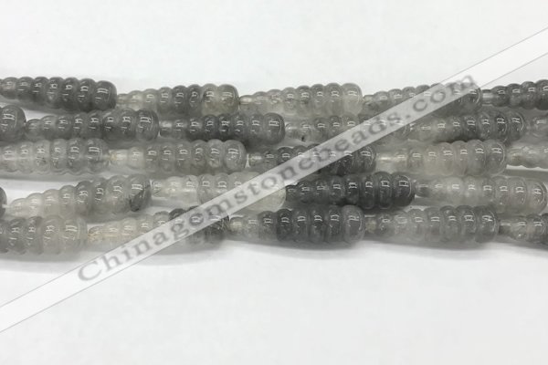CFG1526 15.5 inches 10*35mm carved teardrop cloudy quartz beads