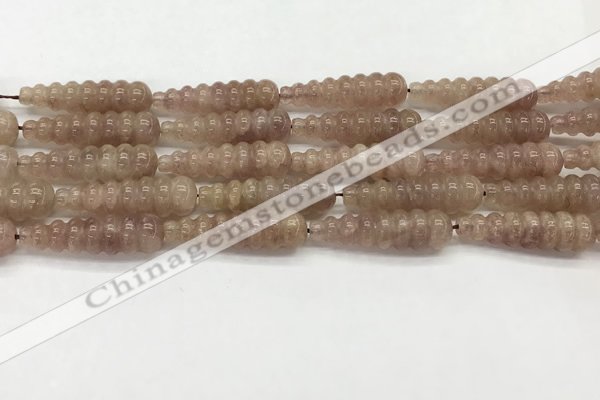 CFG1528 15.5 inches 10*35mm carved teardrop strawberry quartz beads