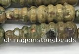 CFG1531 15.5 inches 10*35mm carved teardrop rhyolite gemstone beads