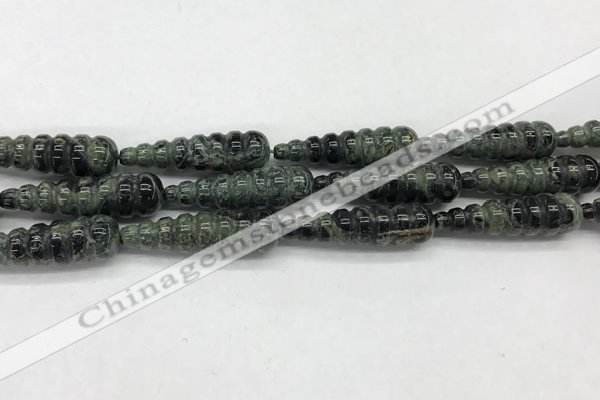 CFG1532 15.5 inches 10*35mm carved teardrop kambaba jasper beads