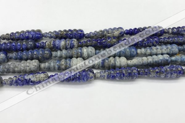 CFG1533 15.5 inches 10*35mm carved teardrop lapis lazuli beads