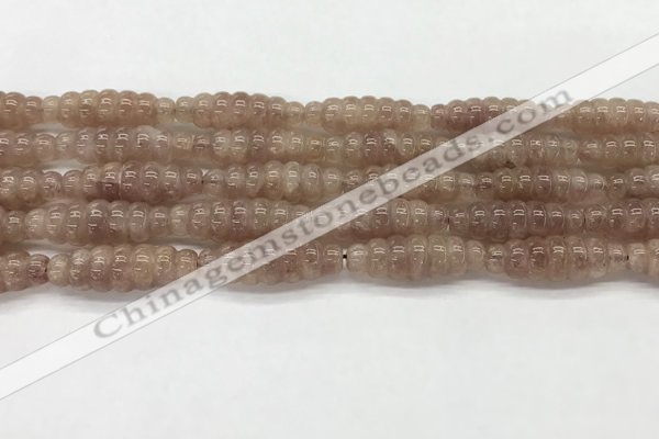 CFG1542 15.5 inches 10*30mm carved rice strawberry quartz beads