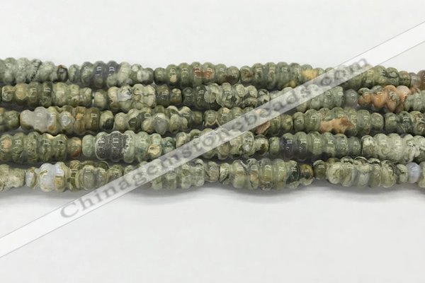 CFG1544 15.5 inches 10*30mm carved rice rhyolite gemstone beads