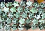 CFG1661 15 inches 14mm carved star Qinghai jade beads