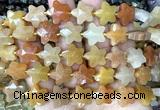 CFG1662 15 inches 14mm carved star yellow aventurine jade beads