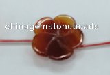 CFG19 15.5 inches 24mm carved flower natural red agate beads