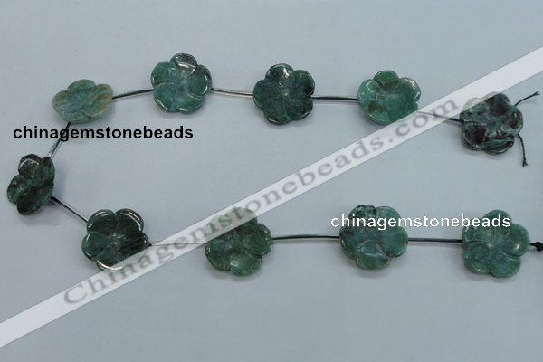 CFG20 15.5 inches 24mm carved flower new dragon blood jasper beads