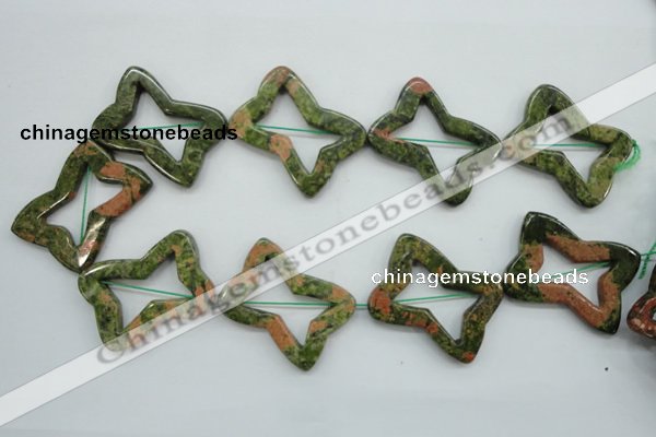 CFG202 15.5 inches 30*40mm carved flower unakite gemstone beads