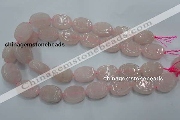 CFG206 15.5 inches 18*25mm carved oval rose quartz gemstone beads