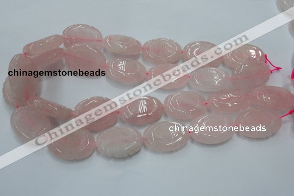 CFG207 15.5 inches 22*30mm carved oval rose quartz gemstone beads