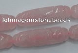 CFG208 15.5 inches 12*40mm carved rice rose quartz gemstone beads