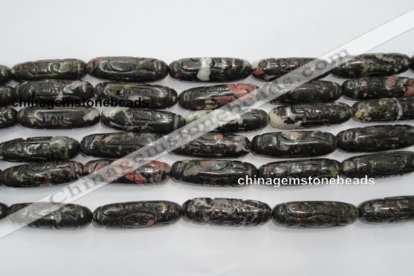 CFG211 15.5 inches 12*40mm carved rice plum blossom jade beads