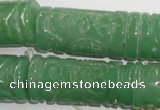 CFG213 15.5 inches 14*31mm carved column green aventurine jade beads