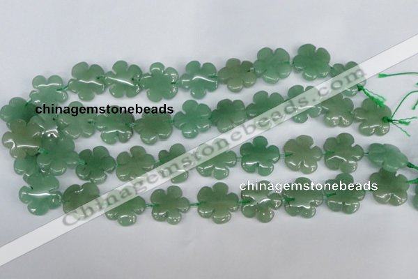 CFG215 15.5 inches 20mm carved flower green aventurine beads