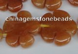 CFG217 15.5 inches 24mm carved flower red aventurine beads