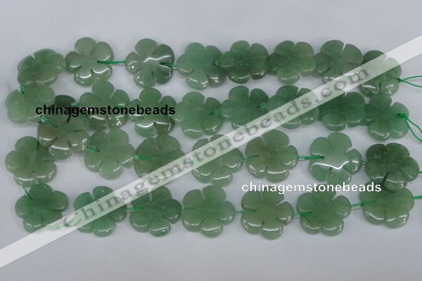 CFG218 15.5 inches 24mm carved flower green aventurine beads