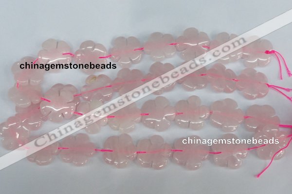 CFG219 15.5 inches 24mm carved flower rose quartz beads
