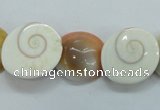 CFG22 15.5 inches 16*18mm carved flower shell gemstone beads