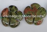 CFG221 15.5 inches 24mm carved flower unakite gemstone beads