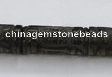 CFG223 15.5 inches 14*31mm carved column smoky quartz beads