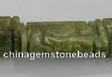 CFG224 15.5 inches 20*38mm carved flat column Korean jade beads