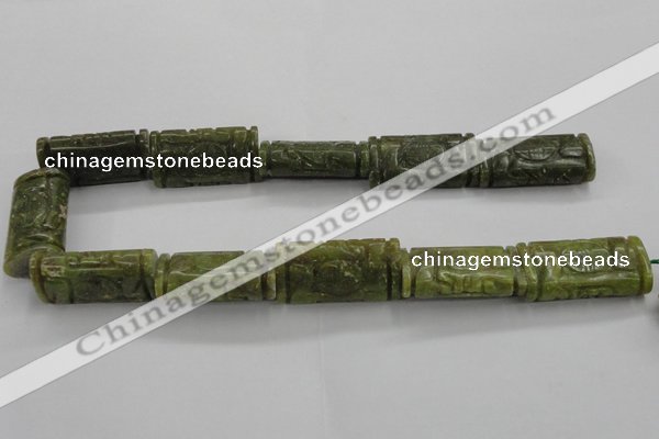 CFG224 15.5 inches 20*38mm carved flat column Korean jade beads