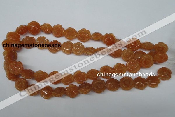 CFG232 15.5 inches 16mm carved flower red aventurine beads