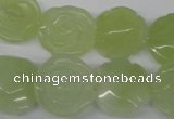 CFG234 15.5 inches 18mm carved flower New jade gemstone beads